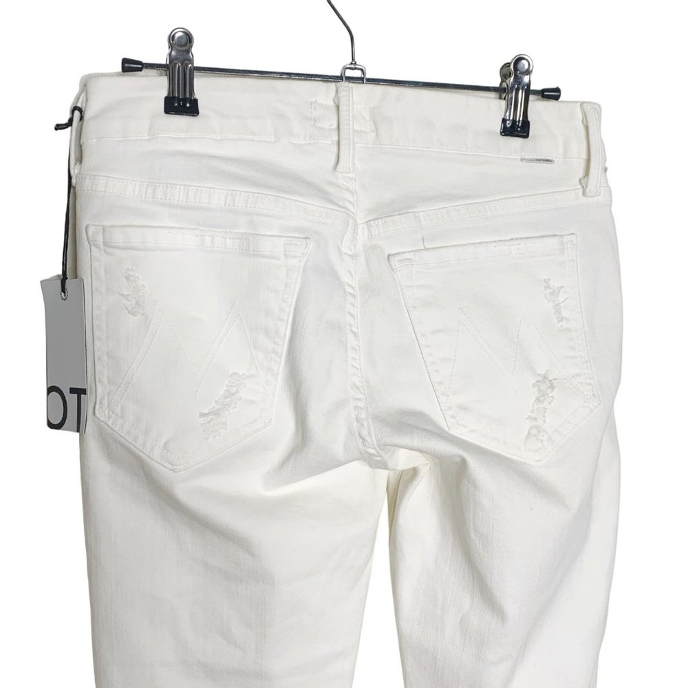 MOTHER Denim NWT White Looker Ankle Fray Raw Hem Jeans Little Miss Innocent 26 - Picture 16 of 16